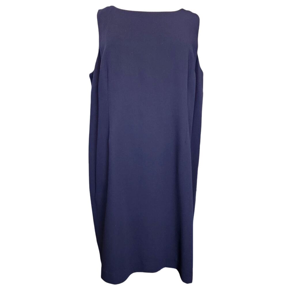 Vintage Bloomingdales Navy Blue Sheath Dress Sleeveless Womens Plus Size 24